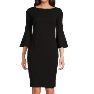Calvin Klein 3/4 Bell Sleeve Boat Neck Sheath Dress | Size 8